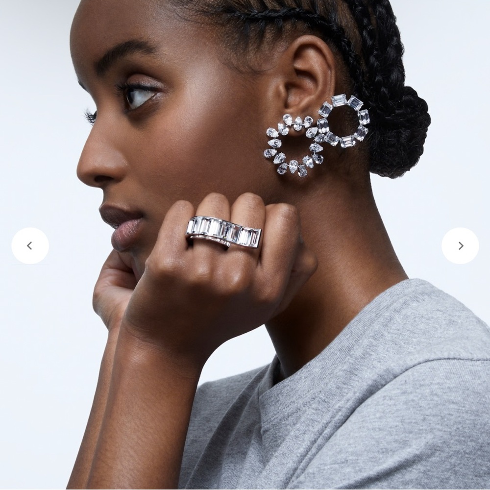 Silver Crystal Loop Earrings Elegant Design